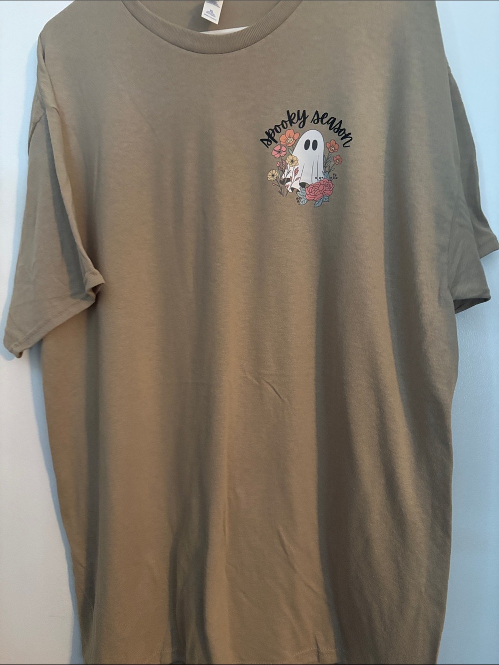 Jerzees Taupe Spooky Season Ghost Graphic Tee